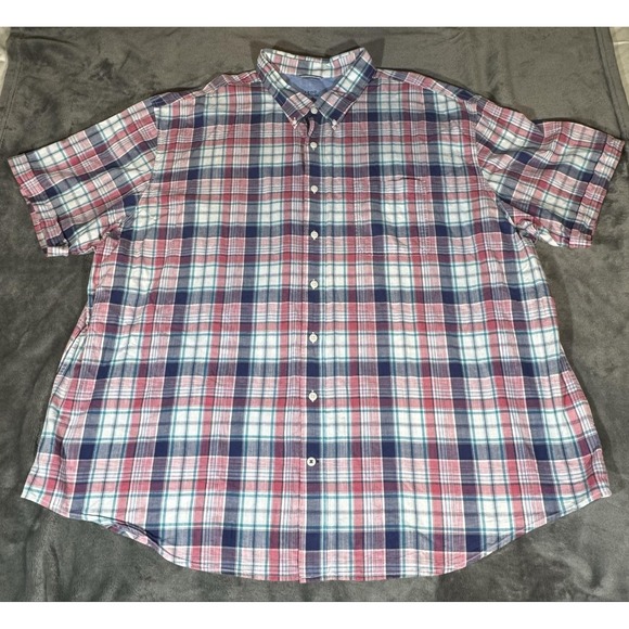 Izod Other - IZOD Shirt Mens 4XL Multicolor Plaid Short Sleeve Cotton Button Down Relaxed Fit